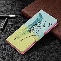 Leather Case Stands Fashionable Pattern Flip Cover Holder B09F for Samsung Galaxy S21 Ultra 5G Green