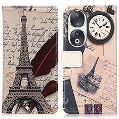 Leather Case Stands Fashionable Pattern Flip Cover Holder D02Y for Huawei Honor 90 5G Mixed