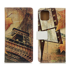 Leather Case Stands Fashionable Pattern Flip Cover Holder D02Y for Motorola Moto Edge S 5G Brown