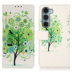 Leather Case Stands Fashionable Pattern Flip Cover Holder D02Y for Motorola Moto Edge S30 5G Green