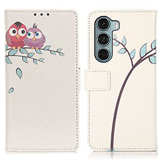 Leather Case Stands Fashionable Pattern Flip Cover Holder D02Y for Motorola Moto Edge S30 5G Pink