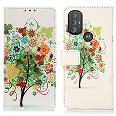 Leather Case Stands Fashionable Pattern Flip Cover Holder D02Y for Motorola Moto G Play (2023) Colorful