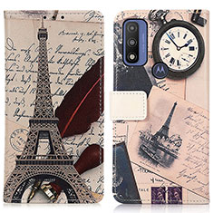 Leather Case Stands Fashionable Pattern Flip Cover Holder D02Y for Motorola Moto G Pure Gray
