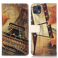 Leather Case Stands Fashionable Pattern Flip Cover Holder D02Y for Motorola Moto G50 5G Brown