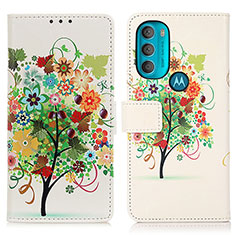 Leather Case Stands Fashionable Pattern Flip Cover Holder D02Y for Motorola Moto G71 5G Colorful