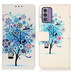 Leather Case Stands Fashionable Pattern Flip Cover Holder D02Y for Nokia G310 5G Blue