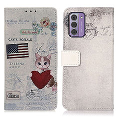 Leather Case Stands Fashionable Pattern Flip Cover Holder D02Y for Nokia G310 5G Gray