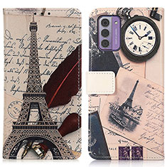 Leather Case Stands Fashionable Pattern Flip Cover Holder D02Y for Nokia G310 5G Mixed