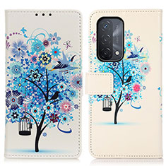 Leather Case Stands Fashionable Pattern Flip Cover Holder D02Y for OnePlus Nord N200 5G Blue