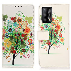 Leather Case Stands Fashionable Pattern Flip Cover Holder D02Y for Oppo Reno6 Lite Colorful