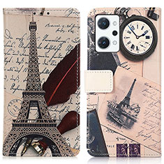Leather Case Stands Fashionable Pattern Flip Cover Holder D02Y for Oppo Reno7 A Gray