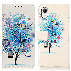 Leather Case Stands Fashionable Pattern Flip Cover Holder D02Y for Samsung Galaxy A23 5G SC-56C Blue