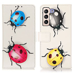 Leather Case Stands Fashionable Pattern Flip Cover Holder D02Y for Samsung Galaxy S21 5G Colorful