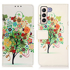 Leather Case Stands Fashionable Pattern Flip Cover Holder D02Y for Samsung Galaxy S21 Plus 5G Mixed
