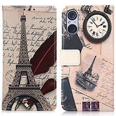 Leather Case Stands Fashionable Pattern Flip Cover Holder D02Y for Sony Xperia 5 V Mixed