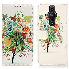 Leather Case Stands Fashionable Pattern Flip Cover Holder D02Y for Sony Xperia PRO-I Colorful