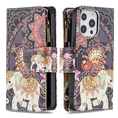 Leather Case Stands Fashionable Pattern Flip Cover Holder for Apple iPhone 15 Pro Max Mixed
