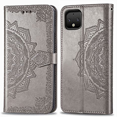Leather Case Stands Fashionable Pattern Flip Cover Holder for Google Pixel 4 Gray