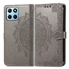 Leather Case Stands Fashionable Pattern Flip Cover Holder for Huawei Honor 70 Lite 5G Gray