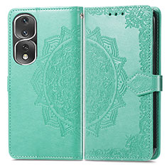 Leather Case Stands Fashionable Pattern Flip Cover Holder for Huawei Honor 80 Pro 5G Green