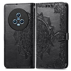 Leather Case Stands Fashionable Pattern Flip Cover Holder for Huawei Honor Magic5 5G Black