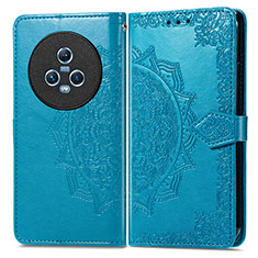 Leather Case Stands Fashionable Pattern Flip Cover Holder for Huawei Honor Magic5 5G Blue