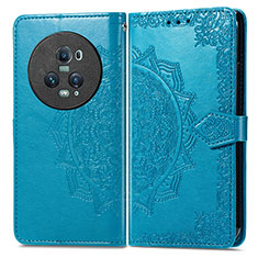 Leather Case Stands Fashionable Pattern Flip Cover Holder for Huawei Honor Magic5 Pro 5G Blue