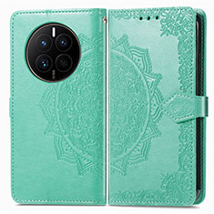 Leather Case Stands Fashionable Pattern Flip Cover Holder for Huawei Mate 50 Green