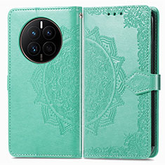 Leather Case Stands Fashionable Pattern Flip Cover Holder for Huawei Mate 50E Green