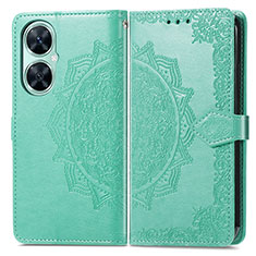 Leather Case Stands Fashionable Pattern Flip Cover Holder for Huawei Nova 11i Green