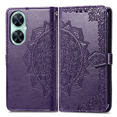 Leather Case Stands Fashionable Pattern Flip Cover Holder for Huawei Nova 11i Purple