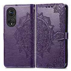 Leather Case Stands Fashionable Pattern Flip Cover Holder for Huawei Nova 9 Pro Purple