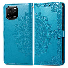 Leather Case Stands Fashionable Pattern Flip Cover Holder for Huawei Nova Y61 Blue