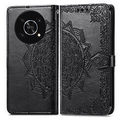 Leather Case Stands Fashionable Pattern Flip Cover Holder for Huawei Nova Y90 Black