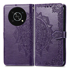 Leather Case Stands Fashionable Pattern Flip Cover Holder for Huawei Nova Y90 Purple
