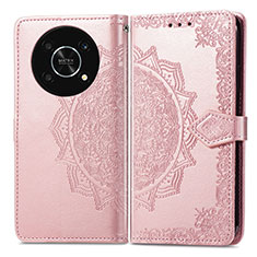 Leather Case Stands Fashionable Pattern Flip Cover Holder for Huawei Nova Y90 Rose Gold