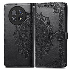 Leather Case Stands Fashionable Pattern Flip Cover Holder for Huawei Nova Y91 Black