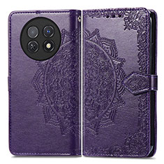 Leather Case Stands Fashionable Pattern Flip Cover Holder for Huawei Nova Y91 Purple