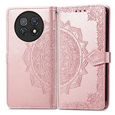 Leather Case Stands Fashionable Pattern Flip Cover Holder for Huawei Nova Y91 Rose Gold