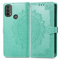 Leather Case Stands Fashionable Pattern Flip Cover Holder for Motorola Moto E20 Green