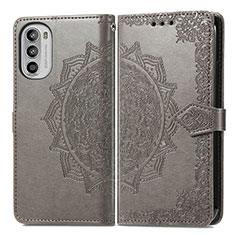 Leather Case Stands Fashionable Pattern Flip Cover Holder for Motorola Moto Edge (2022) 5G Gray