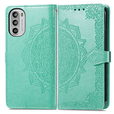 Leather Case Stands Fashionable Pattern Flip Cover Holder for Motorola Moto Edge (2022) 5G Green