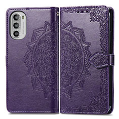 Leather Case Stands Fashionable Pattern Flip Cover Holder for Motorola Moto Edge (2022) 5G Purple