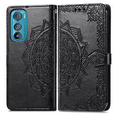 Leather Case Stands Fashionable Pattern Flip Cover Holder for Motorola Moto Edge 30 5G Black