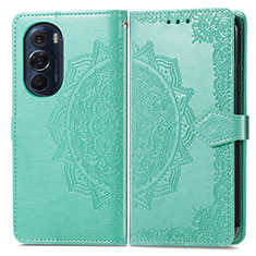 Leather Case Stands Fashionable Pattern Flip Cover Holder for Motorola Moto Edge 30 Pro 5G Green