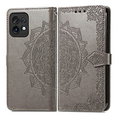 Leather Case Stands Fashionable Pattern Flip Cover Holder for Motorola Moto Edge 40 Pro 5G Gray