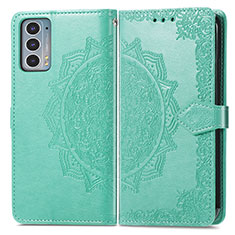 Leather Case Stands Fashionable Pattern Flip Cover Holder for Motorola Moto Edge Lite 5G Green