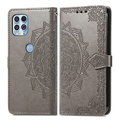 Leather Case Stands Fashionable Pattern Flip Cover Holder for Motorola Moto Edge S 5G Gray