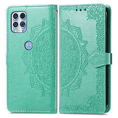 Leather Case Stands Fashionable Pattern Flip Cover Holder for Motorola Moto Edge S 5G Green