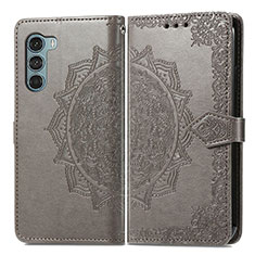 Leather Case Stands Fashionable Pattern Flip Cover Holder for Motorola Moto Edge S30 5G Gray